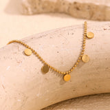 Waterproof Minimalist Stainless Steel Beaded Charm Bracelet - 18K Gold Plated