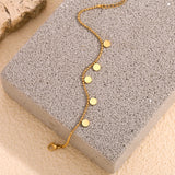 Waterproof Minimalist Stainless Steel Beaded Charm Bracelet - 18K Gold Plated