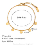 Waterproof Minimalist Stainless Steel Beaded Charm Bracelet - 18K Gold Plated 16+3cm