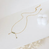 Waterproof Olive Green Beaded Necklace in 18K Gold-Plated Stainless Steel