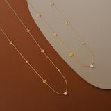  Waterproof Zircon Flower Necklace 18K gold-plated stainless steel and sparkling zircon