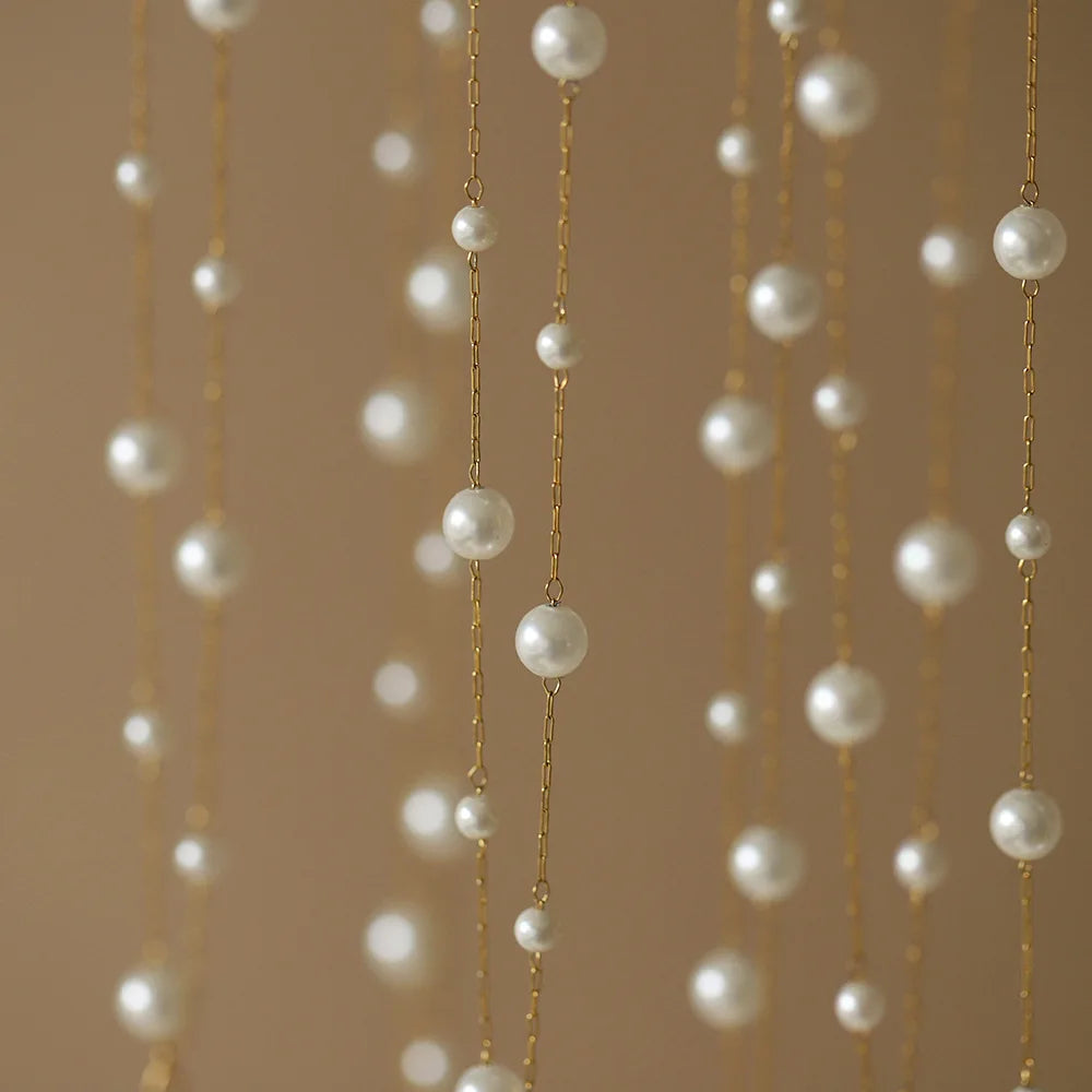 Waterproof Pearl Chain Necklace in 18K Gold-plated Stainless Steel