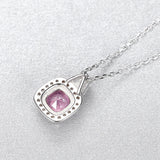 Pink Crystal Pendant Necklace in Sterling Silver 