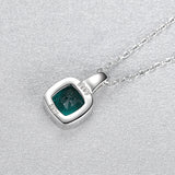 Emerald Pendant Necklace in Sterling Silver - Love's Emerald Embrace