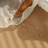 Waterproof Freshwater Pearl and Gold Bead Necklace