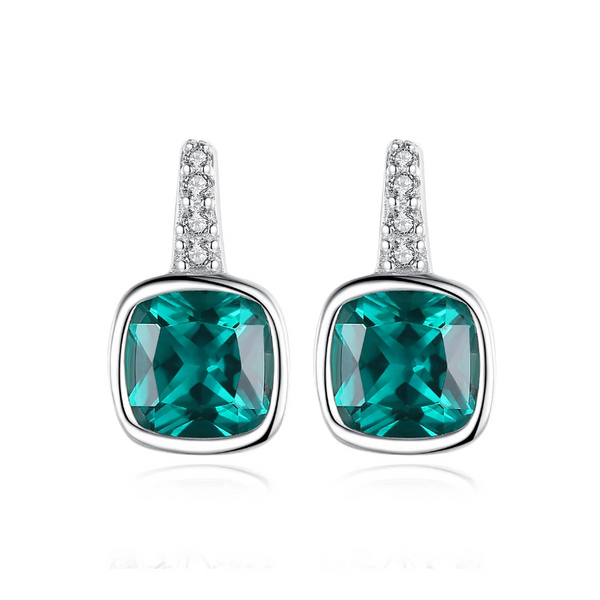 Emerald Stud Earrings in Silver - Love's Embrace