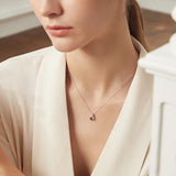 Pink Crystal Pendant Necklace in Sterling Silver 