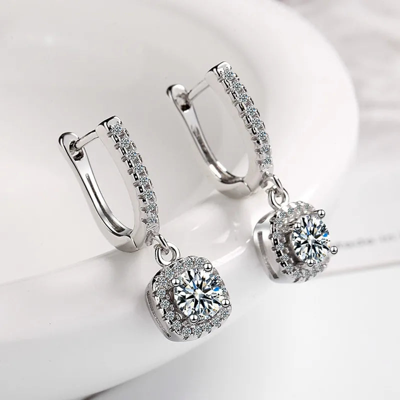 Moissanite Diamond Drop Earrings - A Dazzling Dance Moissanite Diamond Drop Earrings - A Dazzling Dance LillyFleur Jewelry 