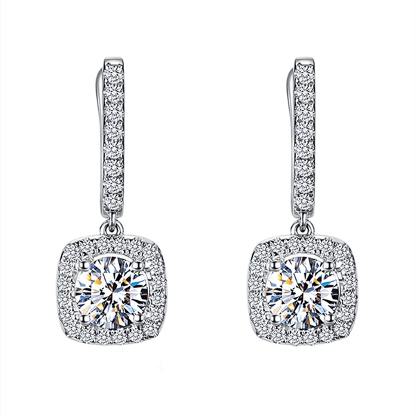 Moissanite Diamond Drop Earrings - A Dazzling Dance Moissanite Diamond Drop Earrings - A Dazzling Dance LillyFleur Jewelry 9.0mm(3.0 ct) 