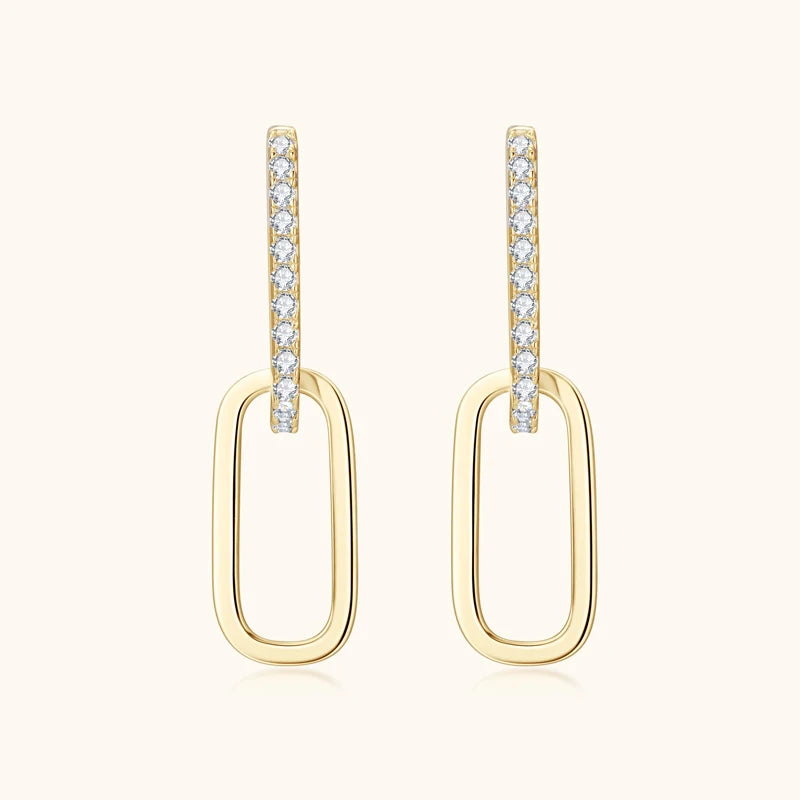 Moissanite Diamond Paperclip Link Earrings - Love's Unfolding Embrace Moissanite Diamond Paperclip Link Earrings - Love's Unfolding Embrace LillyFleur Jewelry Yellow Gold 