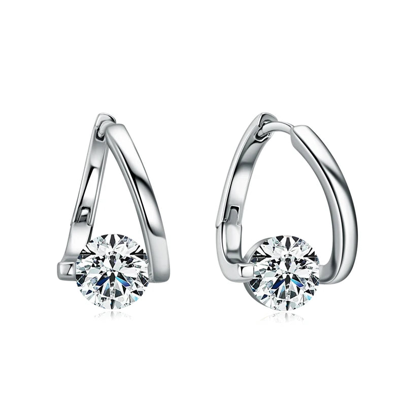 Moissanite Twisted Hoops Earrings in White Gold Plated Silver