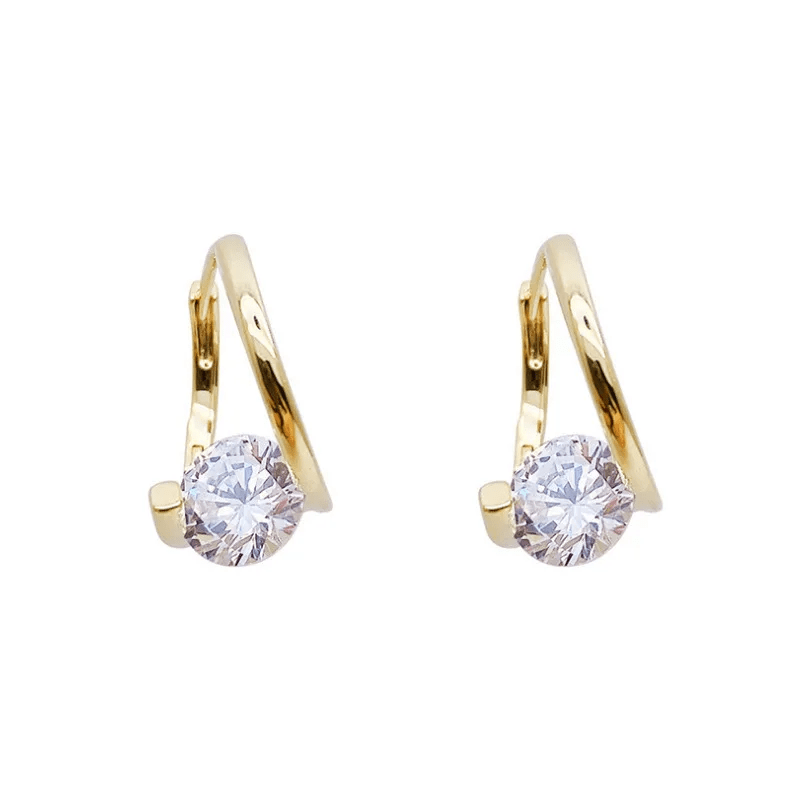 Moissanite Twisted Hoops Earrings in Yellow Gold Plated Silver