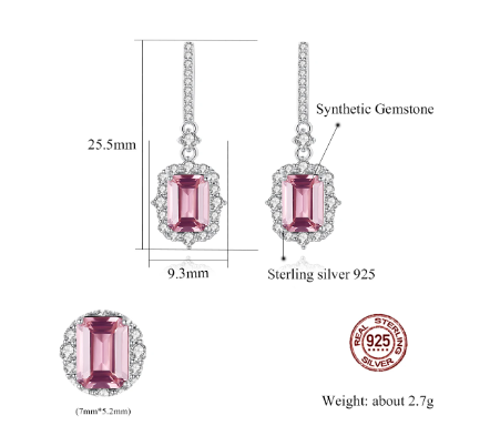 Pink Morganite Drop Earrings in Silver - Love's Delicate Whisper