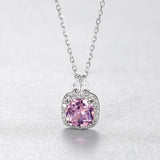 Pink Crystal Pendant Necklace in Sterling Silver 