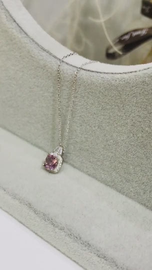 Pink Crystal Pendant Necklace in Sterling Silver Video