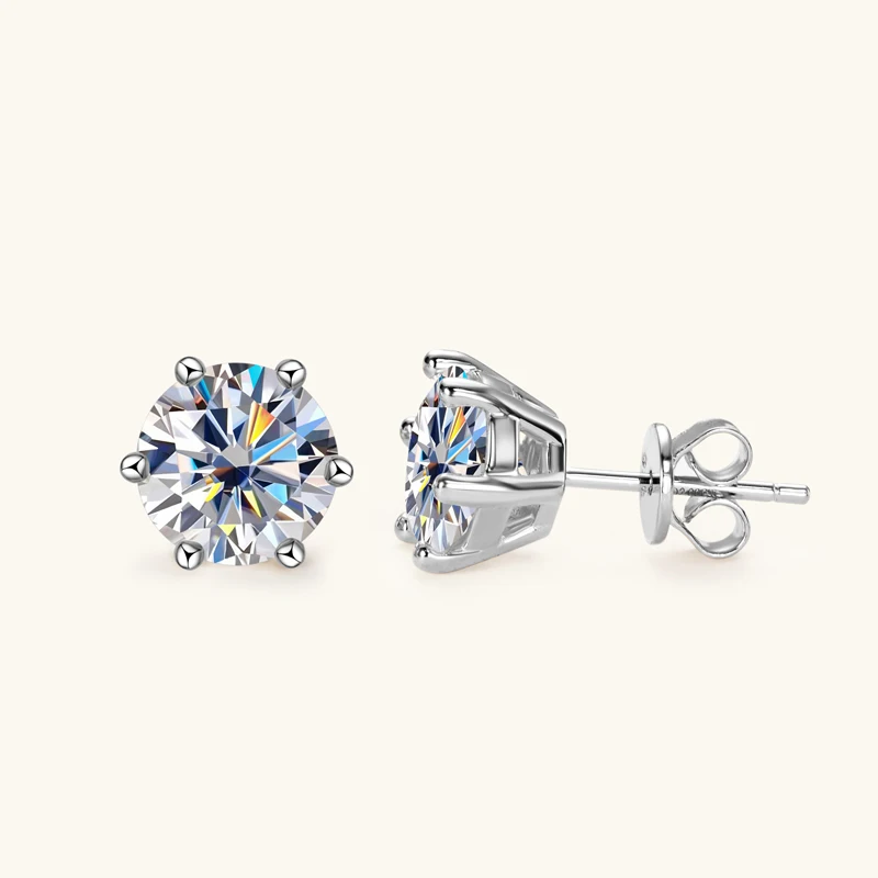 solitaire moissanite earring in white gold plated silver