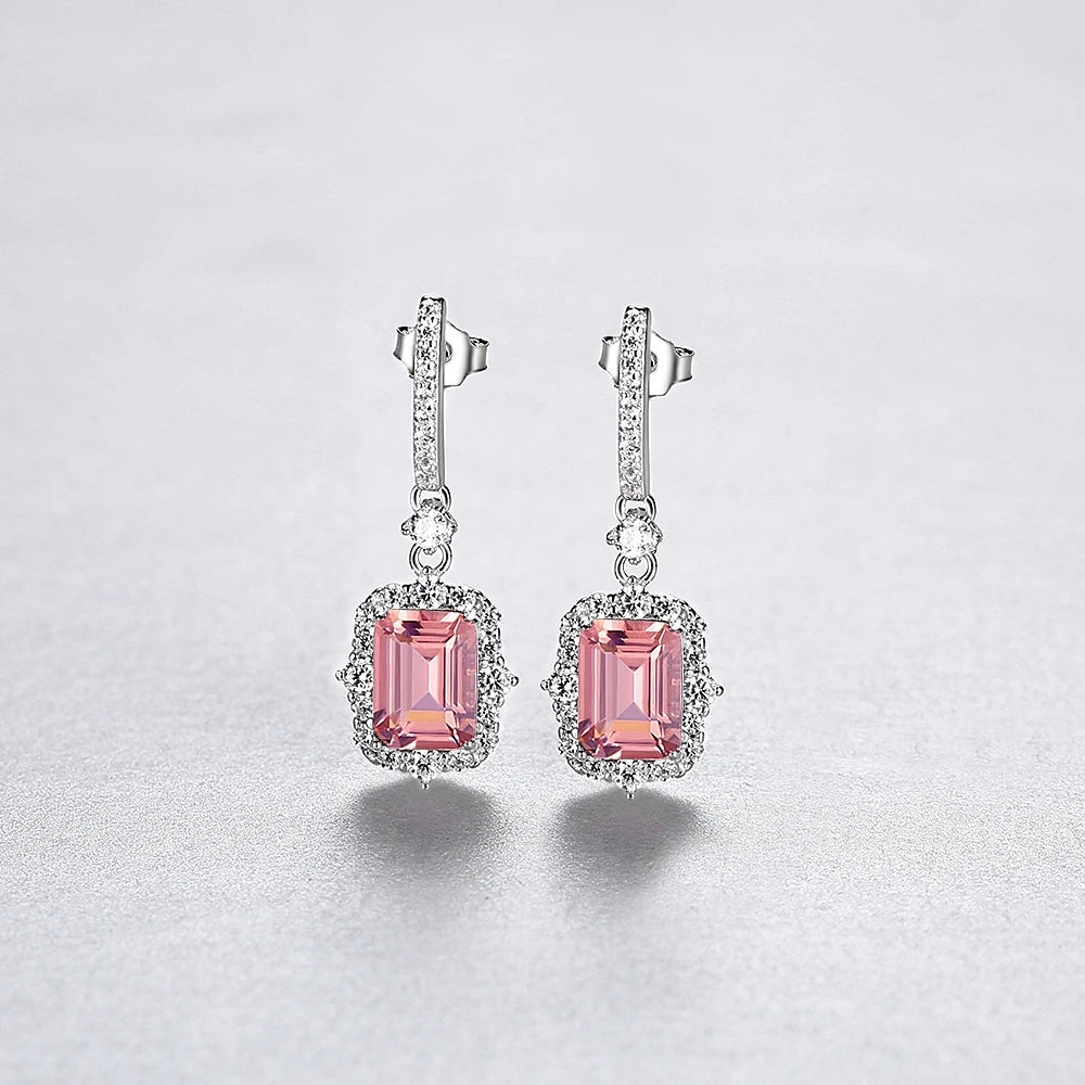 Women's popular 925 Silver Natural Pink Morganite Earrings