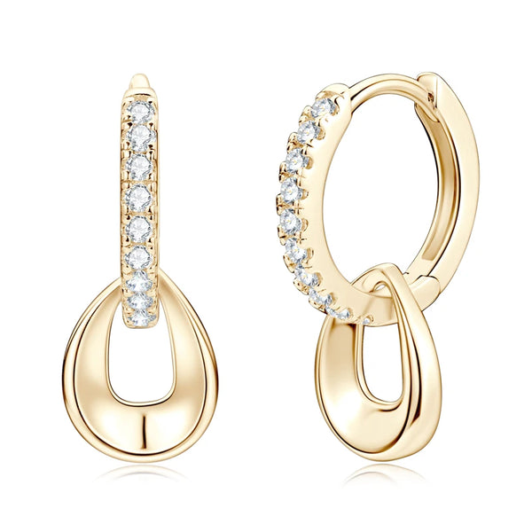 Moissanite Hoops Earrings in Yellow Gold Plated Silver 