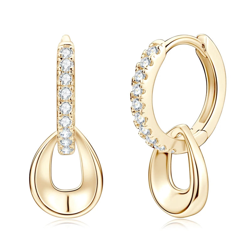 Moissanite Hoops Earrings in Yellow Gold Plated Silver 