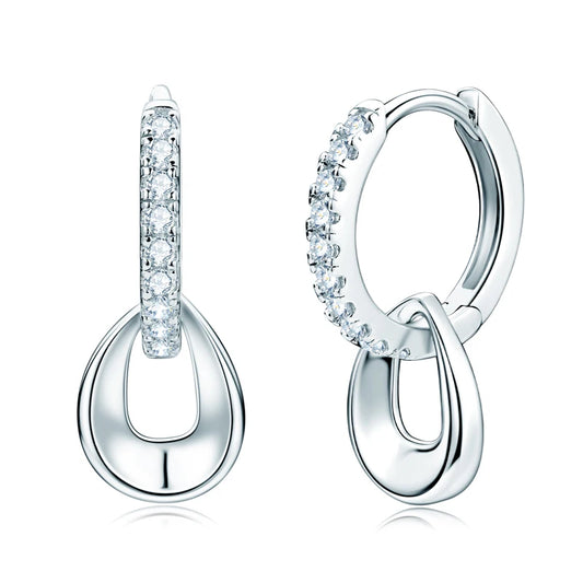 Moissanite Hoops Earrings in White Gold Plated Silver 