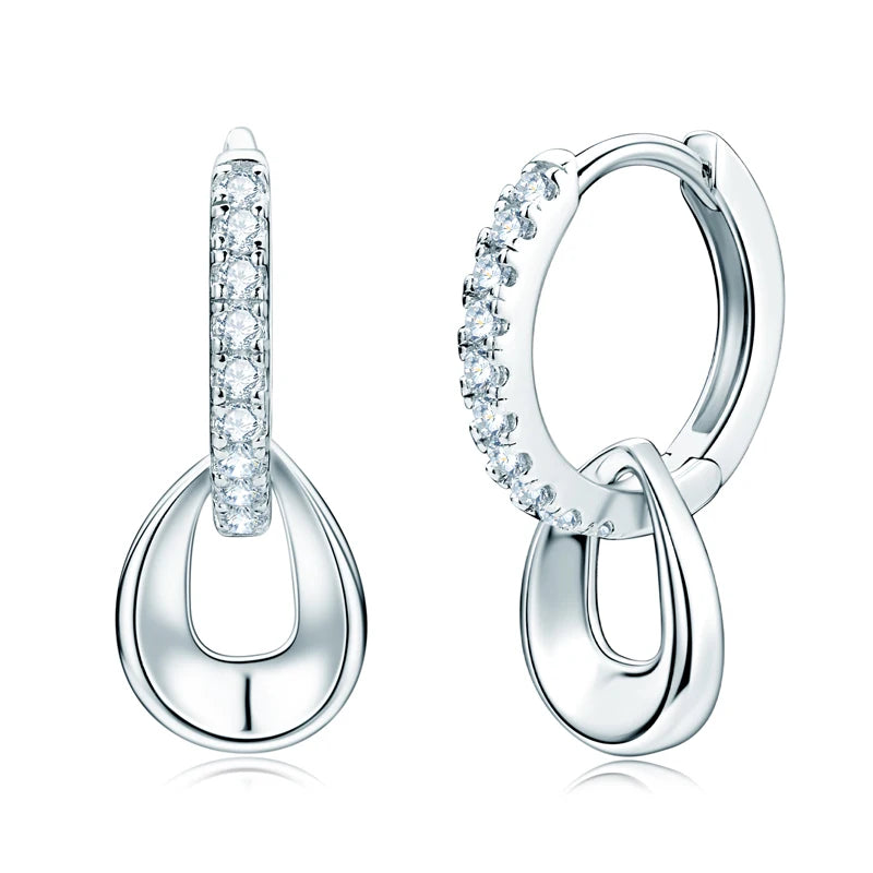 Moissanite Hoops Earrings in White Gold Plated Silver 