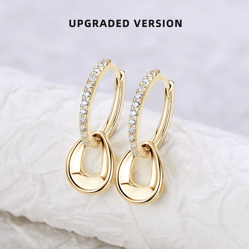 upgrade version of Moissanite Hoops Earrings in Yellow Gold Plated Silver 