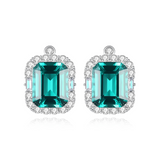 Square Emerald Stud Earrings in Sterling Silver- Love's Verdant Whisper